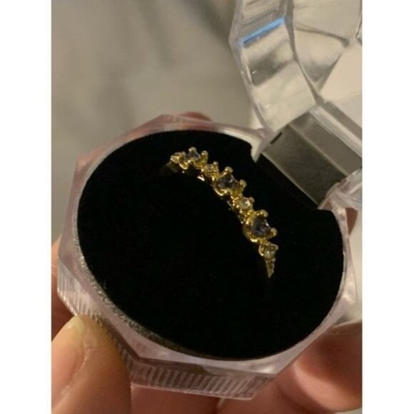 14k Gold Plated Blue Diamond Ring - Picture 8 of 8